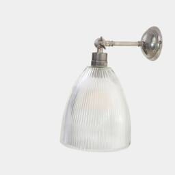 Prismatic Glass Wall Sconce - Vintage Brass Railway Light 8 - thumbnail 3