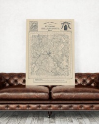 Antique Dallas County Texas Map Print Vintage Style Art - thumbnail 1