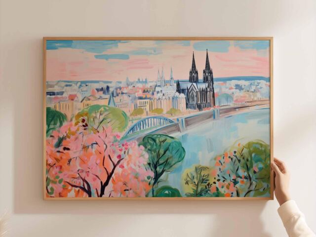 Cologne Cathedral Print Germany Travel Poster, European Cityscape Wall Art - image 1