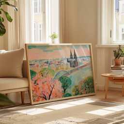 Cologne Cathedral Print Germany Travel Poster, European Cityscape Wall Art - thumbnail 2