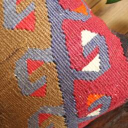 Vintage Kilim Pillow Cover - 16 Inch - Handwoven Slit Weave, Nomadic Style - thumbnail 3