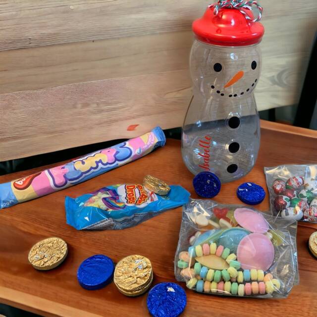 "Snowman Fillable Sweetie Jar. Christmas Eve Box, Gift, Stocking Filler, Personalised Snowman, Empty Or Full ""Pick A Mix" - image 1