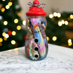 "Snowman Fillable Sweetie Jar. Christmas Eve Box, Gift, Stocking Filler, Personalised Snowman, Empty Or Full ""Pick A Mix" - thumbnail 3