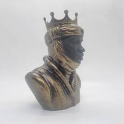 Bronze & Black Mansa Musa Bust, 3D Printed Statue, African Tribal Art Sculpture, African King, History Gift Idea, African American - thumbnail 3
