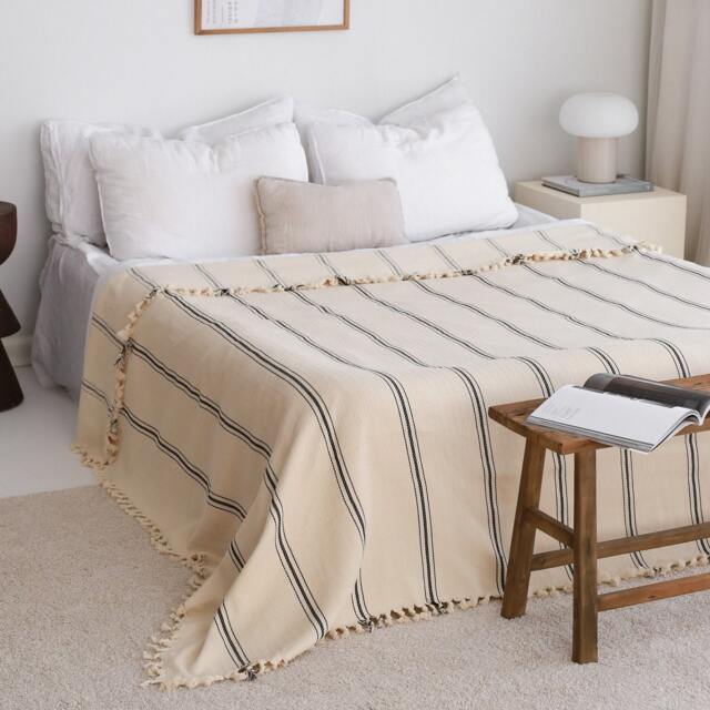 Sofa Couch Throw Blanket, Organic Cotton Throw, Twin Full Bedspread, Cover, Housewarming Gift - image 1