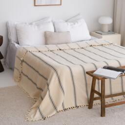 Sofa Couch Throw Blanket, Organic Cotton Throw, Twin Full Bedspread, Cover, Housewarming Gift - thumbnail 1