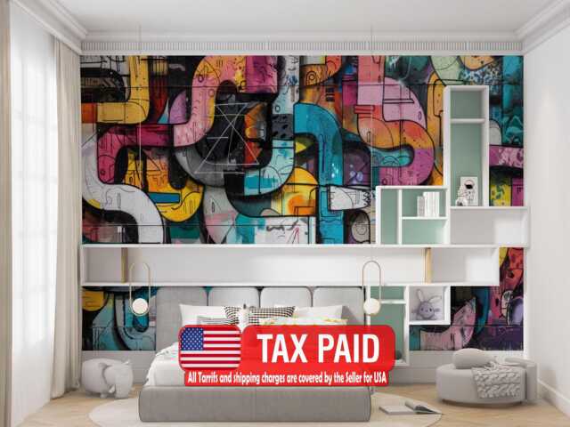 Graffiti Street Wallpaper Mural, Urban Abstract Art, Removable Wall Decal - image 1