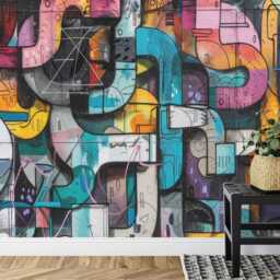 Graffiti Street Wallpaper Mural, Urban Abstract Art, Removable Wall Decal - thumbnail 3