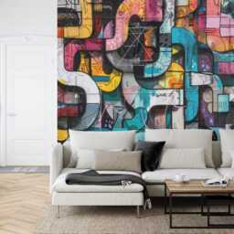 Graffiti Street Wallpaper Mural, Urban Abstract Art, Removable Wall Decal - thumbnail 2