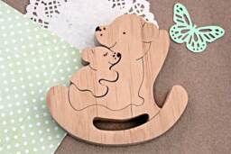 Puzzle Bears Family, Toy Game, Christmas Toys, Baby Shower, Montessori Toys For Kids, Kids Puzzle, Eco Toys - thumbnail 1