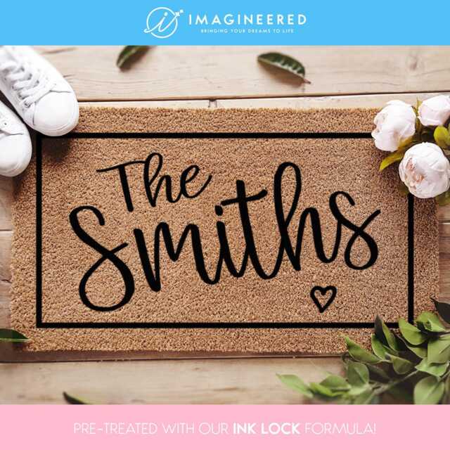 Personalized Coir Doormat - Custom Family Name Welcome Mat - Housewarming Gift Wedding Outdoor Entry Rug Realtor Closing - image 1
