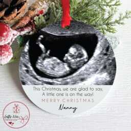 Personalised Pregnancy Announcement Bauble For Grandparents - Christmas Gift From Bump For Nanny Grandad Baby Tree Decoration - thumbnail 1