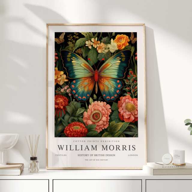 William Morris Print, Art, Exhibition Poster, Butterfly Gifts, Decor, Art Wall - image 1