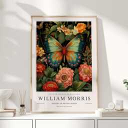 William Morris Print, Art, Exhibition Poster, Butterfly Gifts, Decor, Art Wall - thumbnail 1