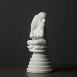 Carved Marble Ganesha Statue Figurine Artist Sculpture - thumbnail 2