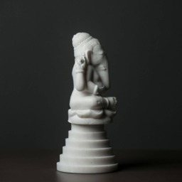 Carved Marble Ganesha Statue Figurine Artist Sculpture - thumbnail 4