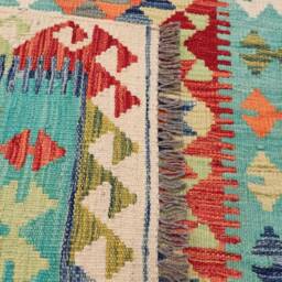 Handmade Kilim Rug, Artisan Afghan Turkish Aztec Sheep Wool Rug 190x126 cm - thumbnail 3
