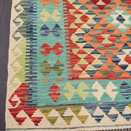 Handmade Kilim Rug, Artisan Afghan Turkish Aztec Sheep Wool Rug 190x126 cm - thumbnail 2