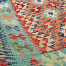 Handmade Kilim Rug, Artisan Afghan Turkish Aztec Sheep Wool Rug 190x126 cm - thumbnail 4