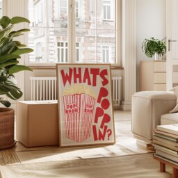 Retro Popcorn Print, Neutral Gift For Foodie, Cinema Room Food Kitchen Wall Art, Cute Gallery Print 2768 - thumbnail 1