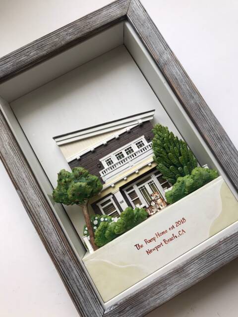 Custom Clay House Miniature, Framed 3D Replica Of Your Home From Photo, Personalized Housewarming Gift, First & Anniversary Keepsake - image 1
