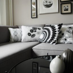 Cushion Cover Sunnyday, White/Black, 50 X cm - Without Filling - thumbnail 2