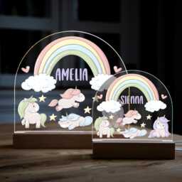 Unicorn Rainbow Night Light, Personalised Lamp, Light With Name, Girls Bedroom Nursery - Uv780 - thumbnail 3
