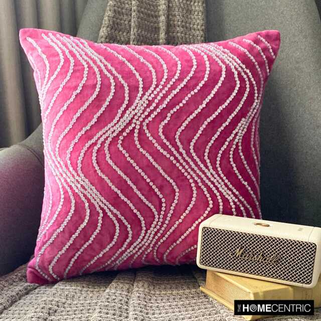 "Handmade Striped Fuchsia Pink Pillow Case 24""x24""/26""x26" - image 1