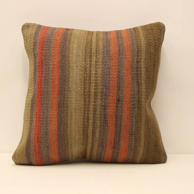 Turkish Throw Pillow, 18x18 Kilim Pillow, Bohemian Pillow, Pillow Cover, Decorative Pillow, Handmade Carpet Pillow 4Kbf-376 - image 1