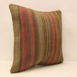 Turkish Throw Pillow, 18x18 Kilim Pillow, Bohemian Pillow, Pillow Cover, Decorative Pillow, Handmade Carpet Pillow 4Kbf-376 - thumbnail 2