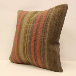 Turkish Throw Pillow, 18x18 Kilim Pillow, Bohemian Pillow, Pillow Cover, Decorative Pillow, Handmade Carpet Pillow 4Kbf-376 - thumbnail 3