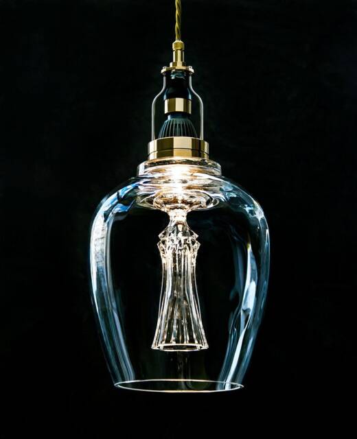 Pendant Light From Layered Glass & Crystal Shapes #37F
