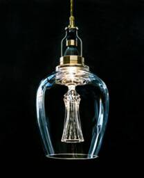 Pendant Light From Layered Glass & Crystal Shapes #37F