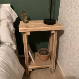 Rustic Reclaimed Wood Side Table Scaffold Board End Table - thumbnail 2
