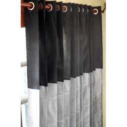 "Pair Of Black & Silver Curtain Panels 26""x96" - thumbnail 2