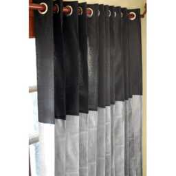 "Pair Of Black & Silver Curtain Panels 26""x96"