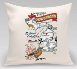 Michigan Pillow - Custom Embroidery - thumbnail 1