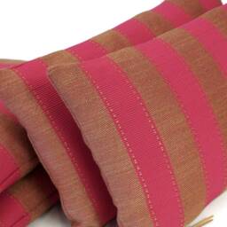 striped Pillow Cover in Fuchsia Pink & Gold Beige Handmade By Ellaosix - thumbnail 2