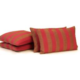 striped Pillow Cover in Fuchsia Pink & Gold Beige Handmade By Ellaosix - thumbnail 4