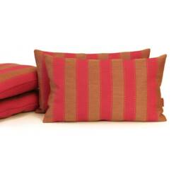 striped Pillow Cover in Fuchsia Pink & Gold Beige Handmade By Ellaosix - thumbnail 3