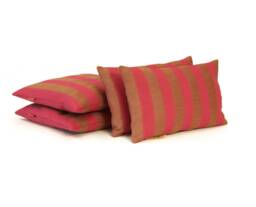 striped Pillow Cover in Fuchsia Pink & Gold Beige Handmade By Ellaosix - thumbnail 1