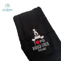 Border Collie Dog Towel - Personalised Face Cloth/Hand Bath Embroidered - thumbnail 2