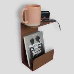 Brown Floating Nightstand Nat, Metal Bedside Shelf, Colored Wall Mounted Side Table, Floating Book Shelf For Bedroom, Narrow - thumbnail 1