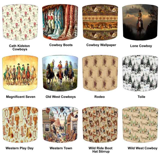Cowboy & Western Drum Lampshades For Ceiling Light Shades Pendants Or Bedside, Table Lamp Shades - image 1