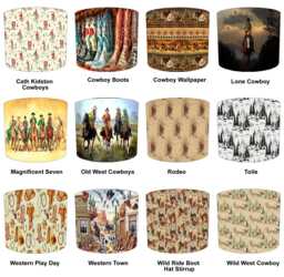 Cowboy & Western Drum Lampshades For Ceiling Light Shades Pendants Or Bedside, Table Lamp Shades