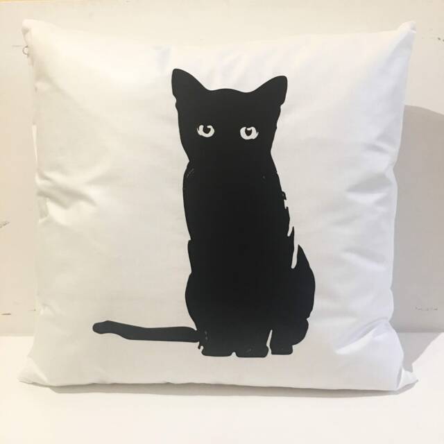 Cat Lover Gift, Black Cat Pillow, Pillow With Animal, Pillowcase, Throw Lover, Kitten Pillowcase - image 1