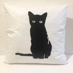 Cat Lover Gift, Black Cat Pillow, Pillow With Animal, Pillowcase, Throw Lover, Kitten Pillowcase - thumbnail 1
