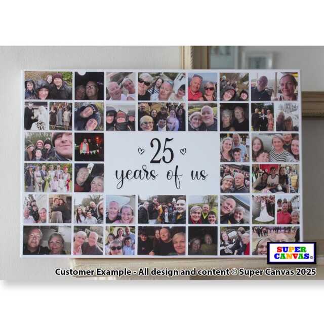 Our Love Story 40 Photo Picture Collage Couple Wall Art Framed Canvas Print Wife Husband Boyfriend Girlfriend Wedding Anniversary Gift - image 1