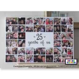 Our Love Story 40 Photo Picture Collage Couple Wall Art Framed Canvas Print Wife Husband Boyfriend Girlfriend Wedding Anniversary Gift - thumbnail 1