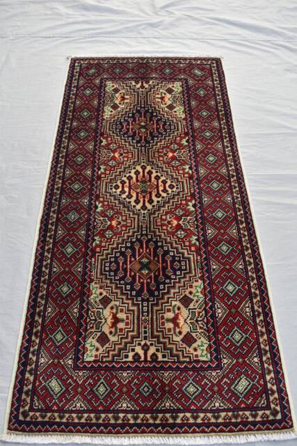 Handwoven Turkmen Wool Rug, Small Afghan Hallway Runner, 2x4Ft - image 1